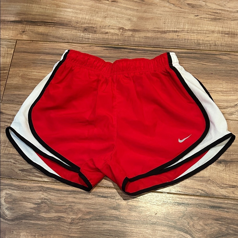 Nike Women's Red and White Athletic Shorts